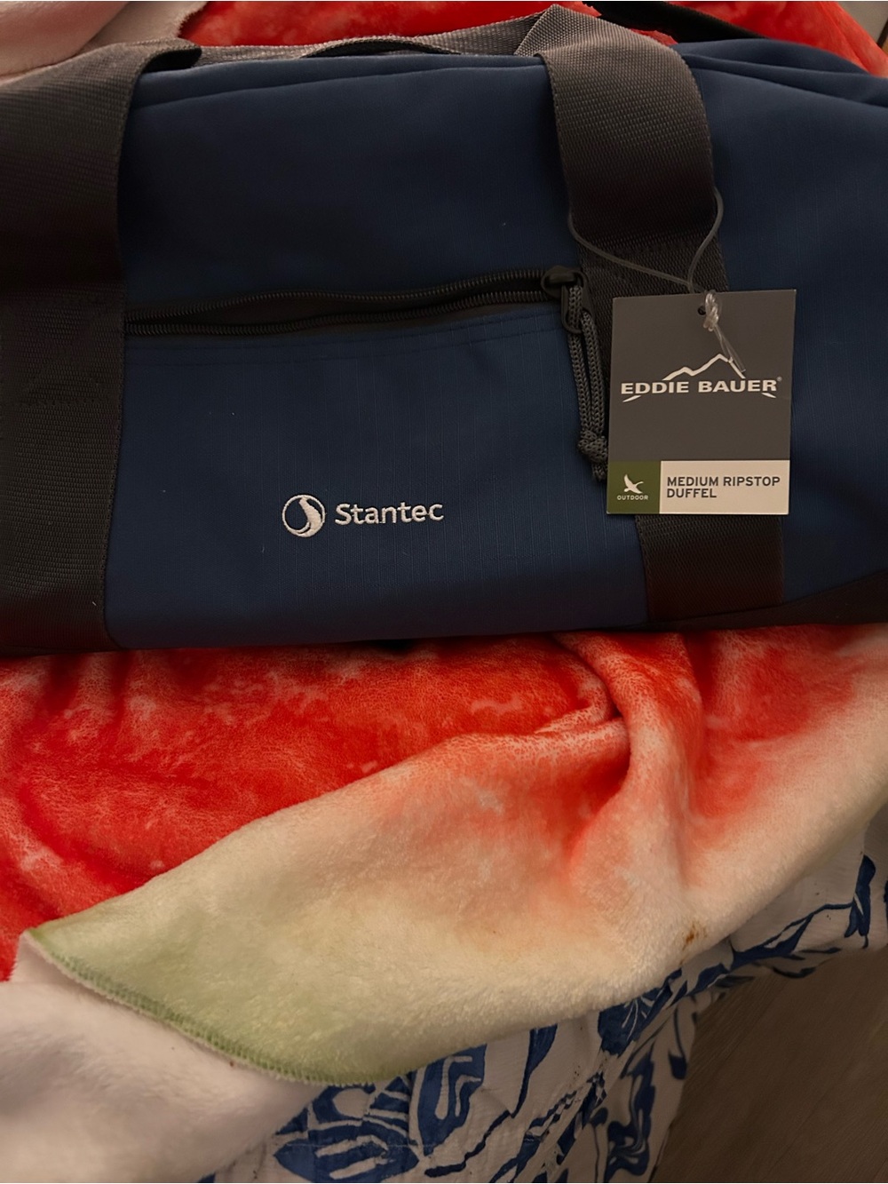 Eddie Bauer Navy Blue Travel Duffel with Stantec Logo